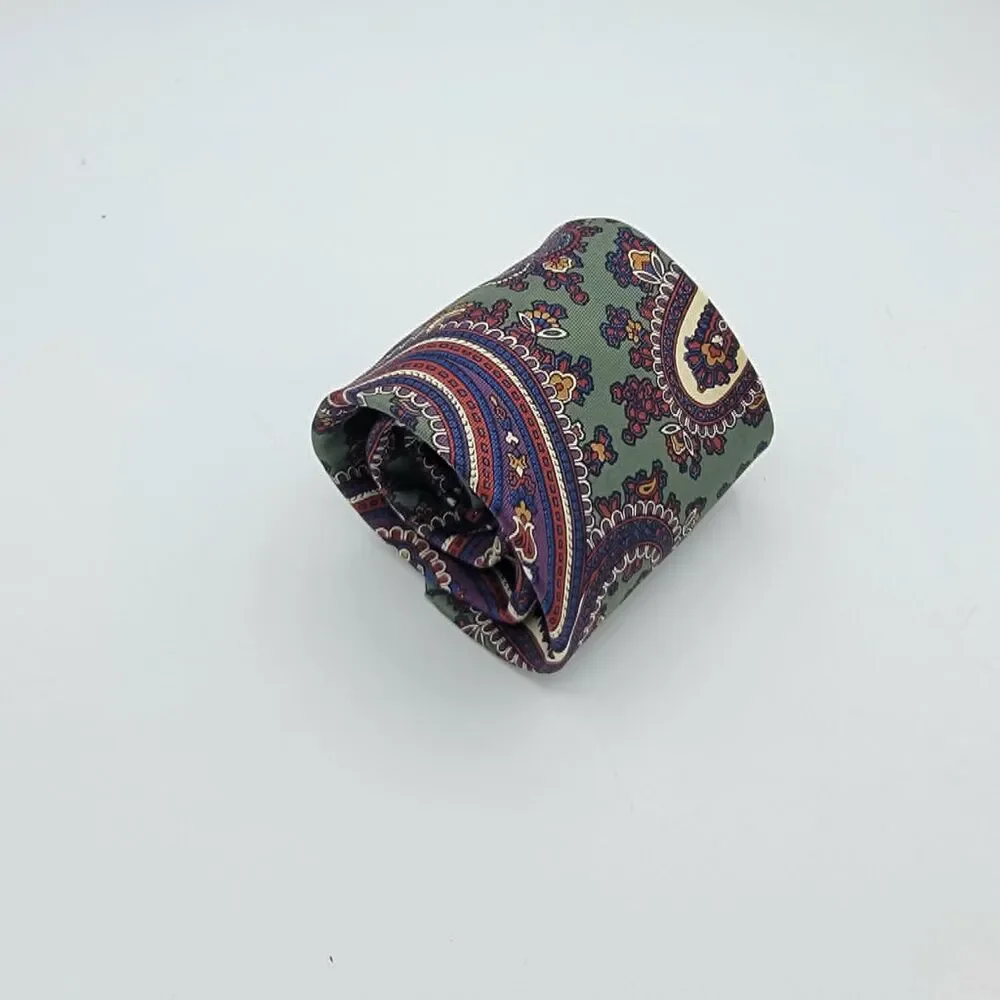 Vintage Lands' End Men's Green Silk Necktie Designer Vintage Size 57.5 x 3.5